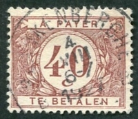 N°37-1922-BELGIQUE-40C-BRUN/ROUGE