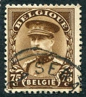 N°0341-1932-BELGIQUE-ROI ALBERT 1ER-75C-SEPIA