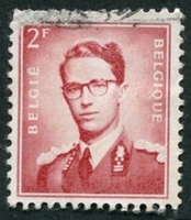 N°0925-1953-BELGIQUE-ROI BAUDOIN 1ER-2F-ROUGE