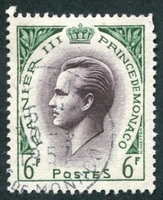 N°0421-1955-MONACO-PRINCE RAINIER III-6F-VERT/BRUN VIOLET