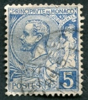 N°0013-1891-MONACO-PRINCE ALBERT 1ER-5C-BLEU