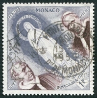 N°0492-1958-MONACO-PAPES PIE XII ET PIE IX-1F