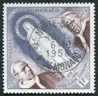 N°0492-1958-MONACO-PAPES PIE XII ET PIE IX-1F