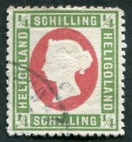 N°05A-1869-HELIGOLAND-VICTORIA-1/4S-VERT ET CARMIN