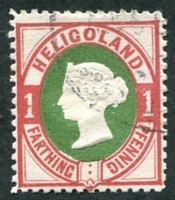 N°10-1875-HELIGOLAND-VICTORIA-1PF-CARMIN ET VERT