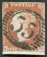 N°0003A-1841-GB-REINE VICTORIA-1P-ROUGE/BRUN 