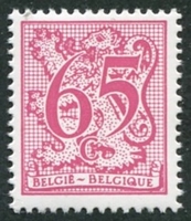 N°1974-1980-BELGIQUE-LION HERALDIQUE-65C-ROSE/LILAS