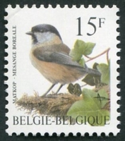 N°2693-1997-BELGIQUE-OISEAU-MESANGE BOREALE-15F