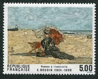 N°2474-1987-FRANCE-TABLEAU-FEMME A L'OMBRELLE-5F
