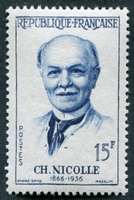 N°1144-1958-FRANCE-CHARLES NICOLLE-15F-BLEU