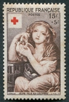 N°1007-1954-FRANCE-JEUNE FILLE AUX COLOMBES-15F+5F