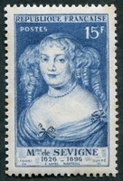N°0874-1950-FRANCE-MME DE SEVIGNE PAR NANTEUIL-15F-BLEU