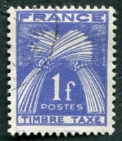 N°081-1946-FRANCE-TYPE GERBES-1F-BLEU/VIOLET
