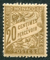 N°18-1926-MONACO-TAXE-20C-BISTRE S/CHAMOIS