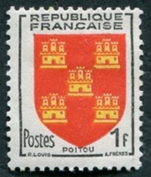 N°0952-1953-FRANCE-ARMOIRIES POITOU-1F