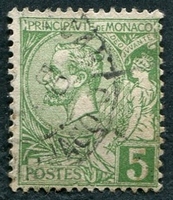 N°0022-1901-MONACO-PRINCE ALBERT 1ER-5C-VERT JAUNE