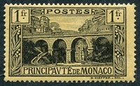 N°0095-1924-MONACO-VIADUC DE STE DEVOTE-1F-NOIR SU JAUNE