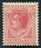 N°0091-1924-MONACO-PRINCE LOUIS II-75C-ROSE S/PAILLE