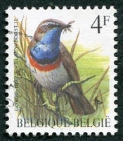 N°2321-1989-BELGIQUE-OISEAUX-GORGE BLEUE-4F