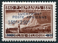 N°16-1947-BELGIQUE-PERE DAMIEN-1F50+2F50 S/1F35+2F