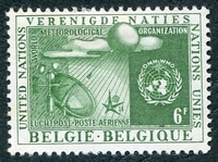 N°31-1958-BELGIQUE-ORG METEO MONDIALE-6F-VERT/JAUNE
