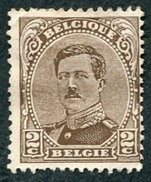 N°0136-1915-BELGIQUE-ROI ALBERT 1ER-2C-SEPIA