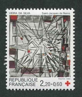 N°2449-1986-FRANCE-CROIX ROUGE-VITRAIL VIEIRA DA SILVA