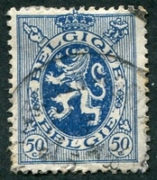 N°0285-1929-BELGIQUE-LION HERALDIQUE-50C-BLEU