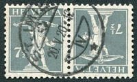 N°0160B-1917-SUISSE-WALTER TELL-7C1/2-GRIS-TETE BECHE