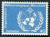 N°438-1973-SUISSE-ORGANISATION METEO MONDIALE-40C-BLEU