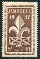 N°0787-1947-FRANCE-EMBLEME SCOUT-5F-BRUN