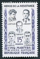 N°1198-1959-FRANCE-LES 5 MARTYRS DU LYCEE BUFFON-15F