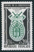 N°1272-1960-FRANCE-20E ANNIV ORDRE DE LA LIBERATION-20C