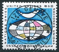 N°012-1969-NATIONS UNIES GE-GIROUETTE SUR GLOBE STYLISES-2F