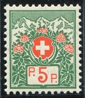 N°10A-1927-SUISSE-5C-VERT/ROUGE