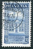 N°0213-1924-SUISSE-50 ANS DE L'UPU-30C-BLEU
