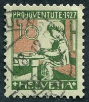 N°0227-1927-SUISSE-ORPHELIN A L'ECOLE-10C-VERT/ROSE