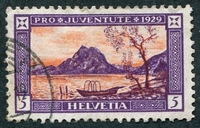 N°0235-1929-SUISSE-LAC DE LUGANO ET MONT SALVATORE-5C-VIOLET