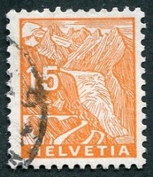 N°0274-1934-SUISSE-GLACIER DU RHONE-15C-ORANGE