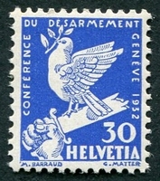 N°0257-1932-SUISSE-CONFERENCE DESARMEMENT-30C-OUTREMER