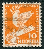 N°0255-1932-SUISSE-CONFERENCE DESARMEMENT-10C-ORANGE