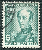 N°0303-1937-SUISSE-GENERAL H.DUFOUR-5C+5C-VERT/BLEU