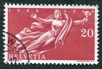 N°0455-1948-SUISSE-CENTENAIRE ETAT CONFEDERAL-20C-LIE DE VIN