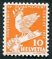 N°0255-1932-SUISSE-CONFER DESARMEMENT A GENEVE-10C-ORANGE