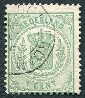 N°0015-1869-PAYS BAS-ARMOIRIES NATIONALES-1C-VERT