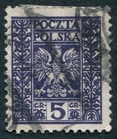 N°0346-1928-POLOGNE-AIGLE-5G-VIOLET FONCE