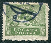 N°0217-1920-POLOGNE-SYMBOLE DE L'HEROISME-20M-VERT