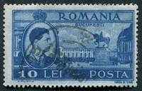 N°0981-1947-ROUMANIE-PALAIS ROYAL-10L-BLEU