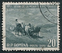N°1529-1957-ROUMANIE-TABLEAU-RETOUR DES CHAMPS-20B