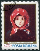 N°2372-1968-ROUMANIE-TABLEAU-TETE DE FILLETTE-55B